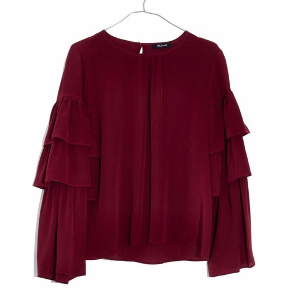 Madewell Silk Ruffle-Sleeve Top